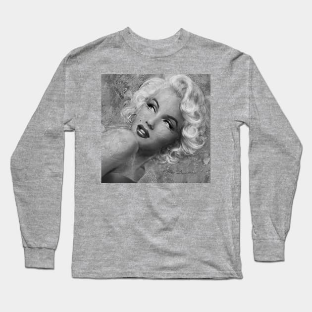 Marilyn Danella Ice Q bw Long Sleeve T-Shirt by Theo Danella